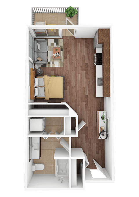 Floor plan for studio, 1 bath, 456 sqft
